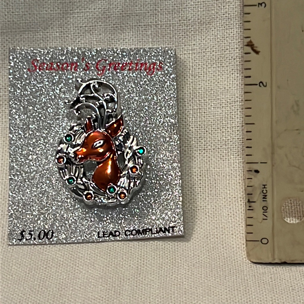 Red Reindeer Christmas Dress Pin.